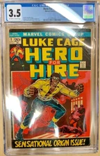 LUKE CAGE HERO FOR HIRE 1 Clean CGC VG- (3.5) Decent gloss! 1st POWER MAN!  OW/W