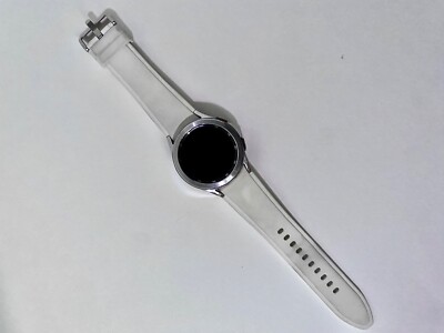 Samsung Galaxy Watch4 40 mm Silver Case with White Silicone Band Smart Watch