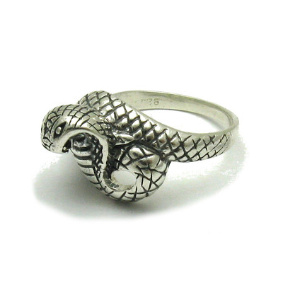 Extravaganter Sterling Silber Ring Schlange gestempelt massiv 925 Kobra Handarbeit Kaiserin