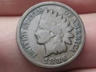 1886 Indian Head Cent Penny, Variety 2, Var 2, T2, Type 2, Fine Details