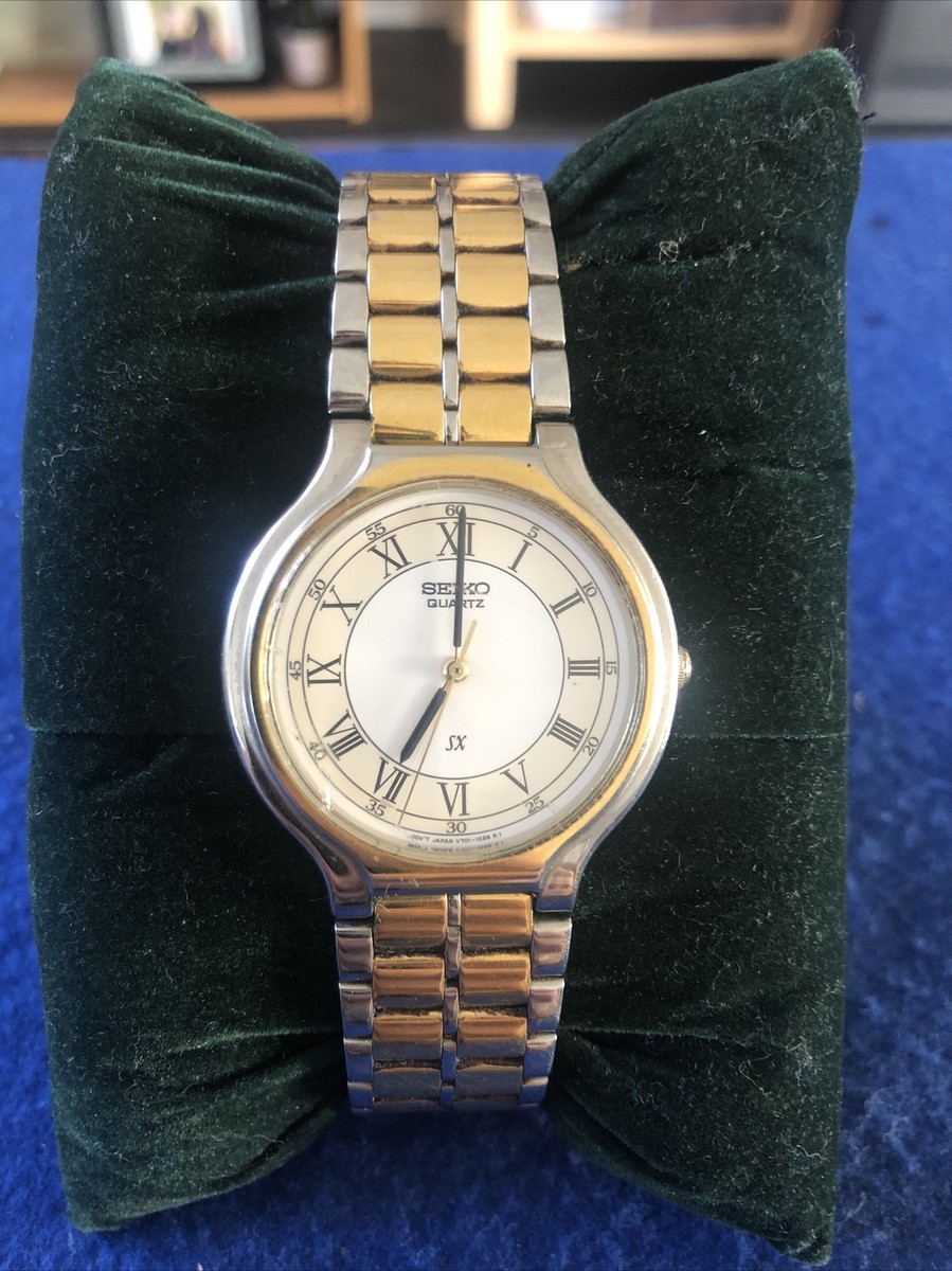 Vintage Seiko V701-6J60 Mens Classic SX 2-Tone Watch - Good