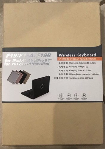 Wireless Keyboard F19/F19B for iPad Air/Air 2/Pro 9.7 2017/2018 Black - Picture 2 of 2