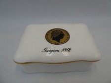 GEORGIAN 1818 CROWN STAFFORDSHIRE PORCELAIN LIDDED TRINKET DISH