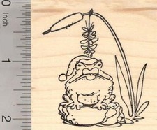 Christmas Frog under Mistletoe Rubber Stamp, Toad J19404 WM