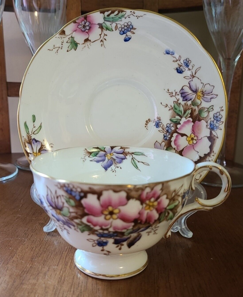 Melba Bone Demitasse China Cup And Saucer England Antique Floral Pattern