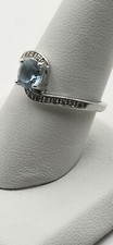 Sterling Silver Aquamarine Colored Ring With CZ's SZ9 2.5 Grams .925