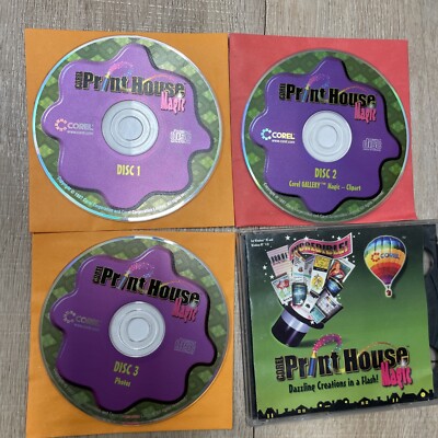 Corel Print House Magic 1997 Clip Art Software Windows 95 PC 3 CD Rom Rare