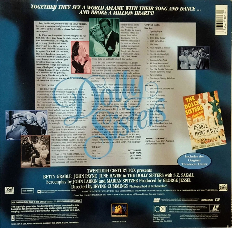 The Dolly Sisters (Laserdisc, 1945, FOX) Betty Grable, John Payne, June Haver  - Image 4 of 4