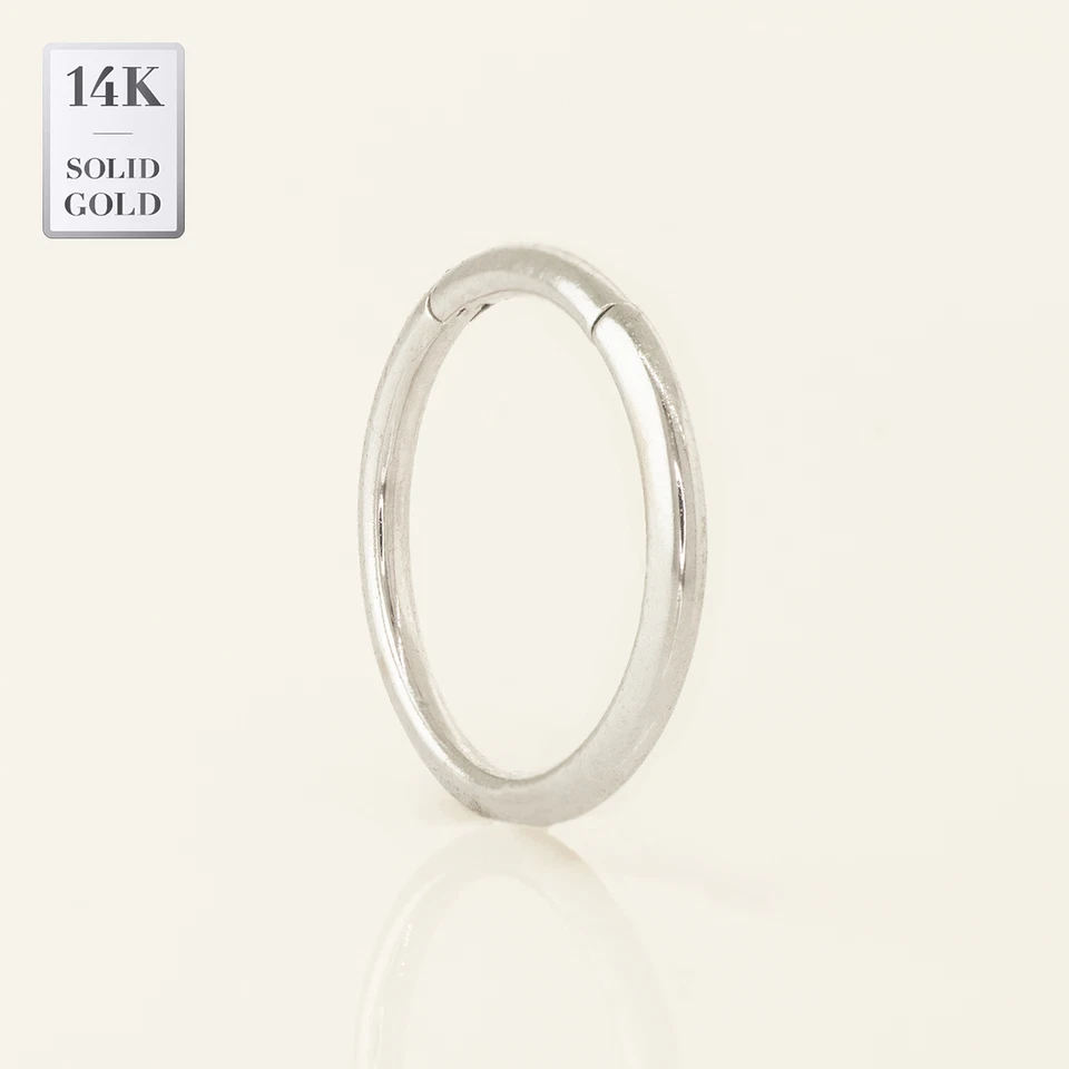 14K реальный твердого золота минимальный обруч пирсинг перегородки тела нос кольцо серьги 16 калибра - Изображение 3 из 4