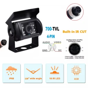 Waterproof 4Pin Rear View Backup Camera For Bus Truck Van RV CCD IR Night Vision