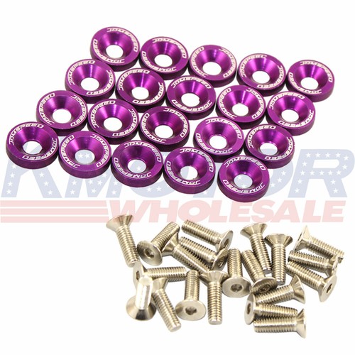 Universal Aluminum Fender Washer Engine Bay Dress Up Kit Purple 20 PC