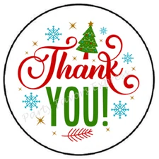 THANK YOU CHRISTMAS ENVELOPE SEALS LABELS STICKERS PARTY FAVORS