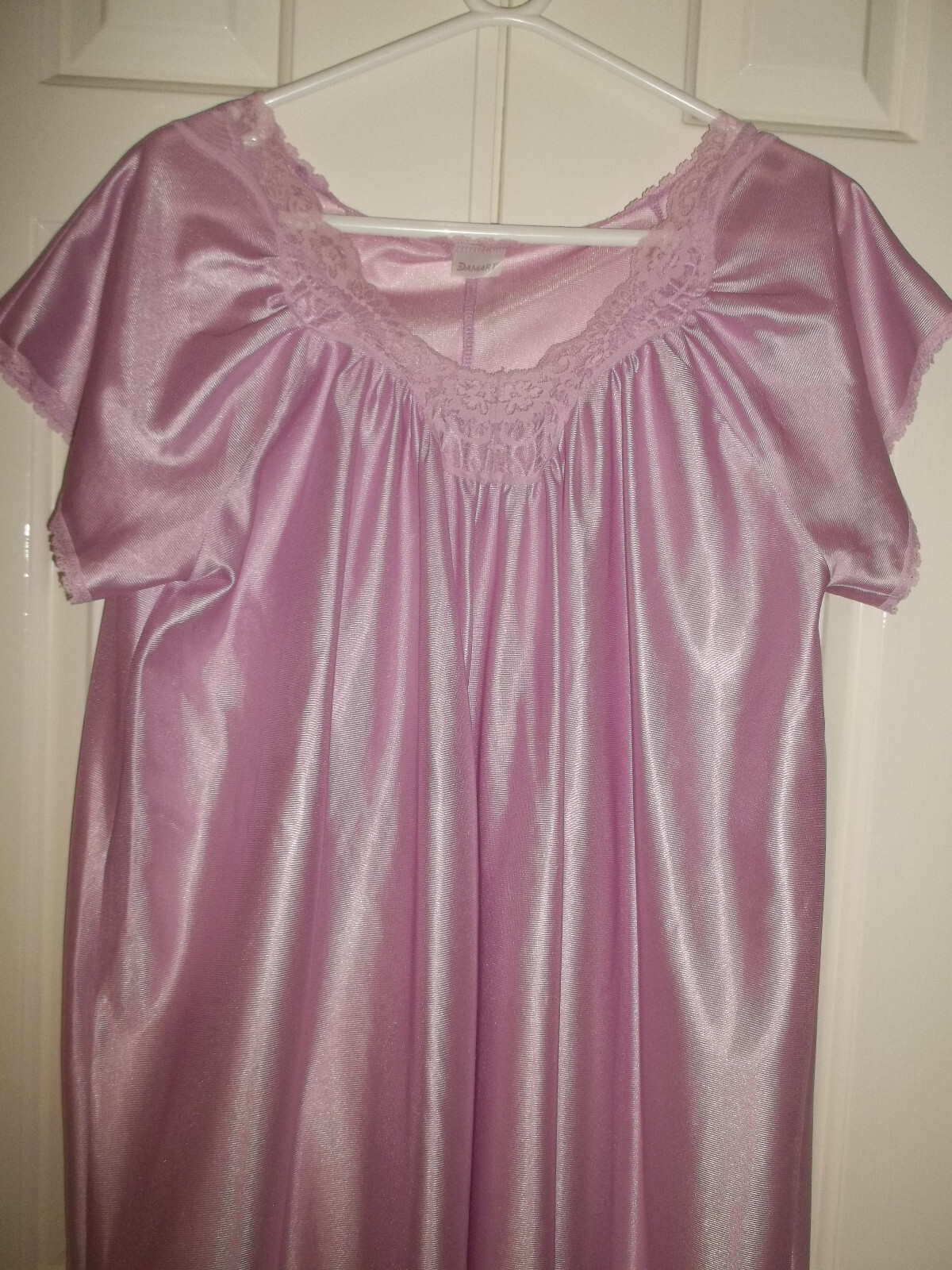 Vintage Shiny Nylon Lacy Nightdress Nightie Gown 4042" eBay