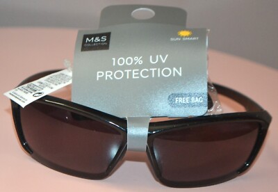 HERREN M&S COLLECTION SCHWARZE SONNENBRILLE FILTER KATZE 3 HOHER SCHUTZ - NEU MIT ETIKETT