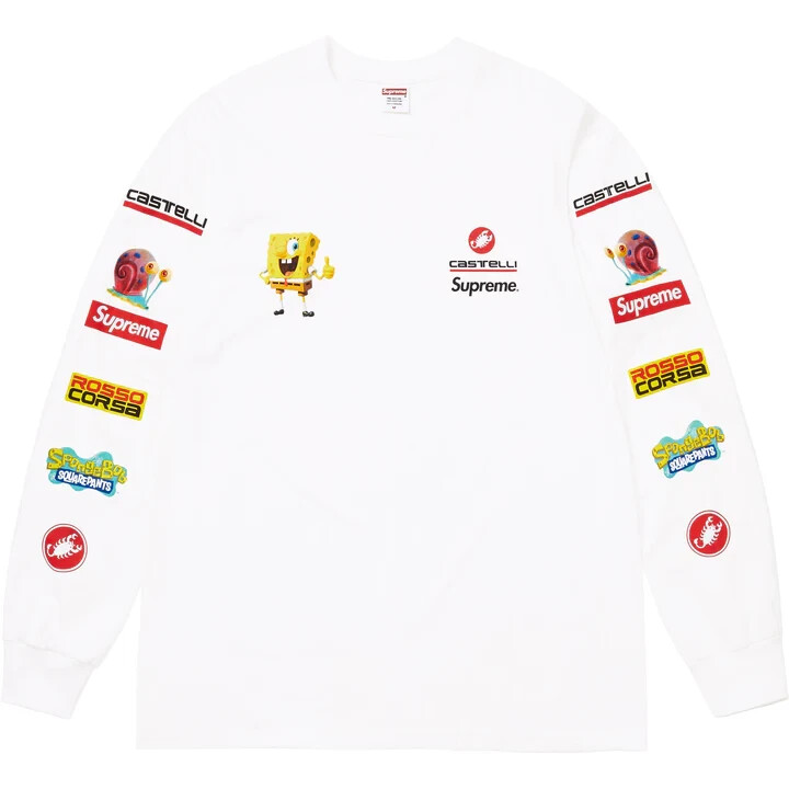 Supreme x SpongeBob Castelli L/S Tee 白XL Supreme SpongeBob/Castelli Racing L/S Tee (XL) – POP SHOP