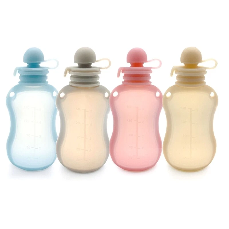 150ml Refillable Baby Food Storage Bag Silicone Milk Congee Pouch Leakproof