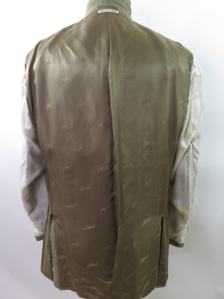 Belvest Mens Wool Silk Linen Glen Plaid Italian Blazer Jacket Sport