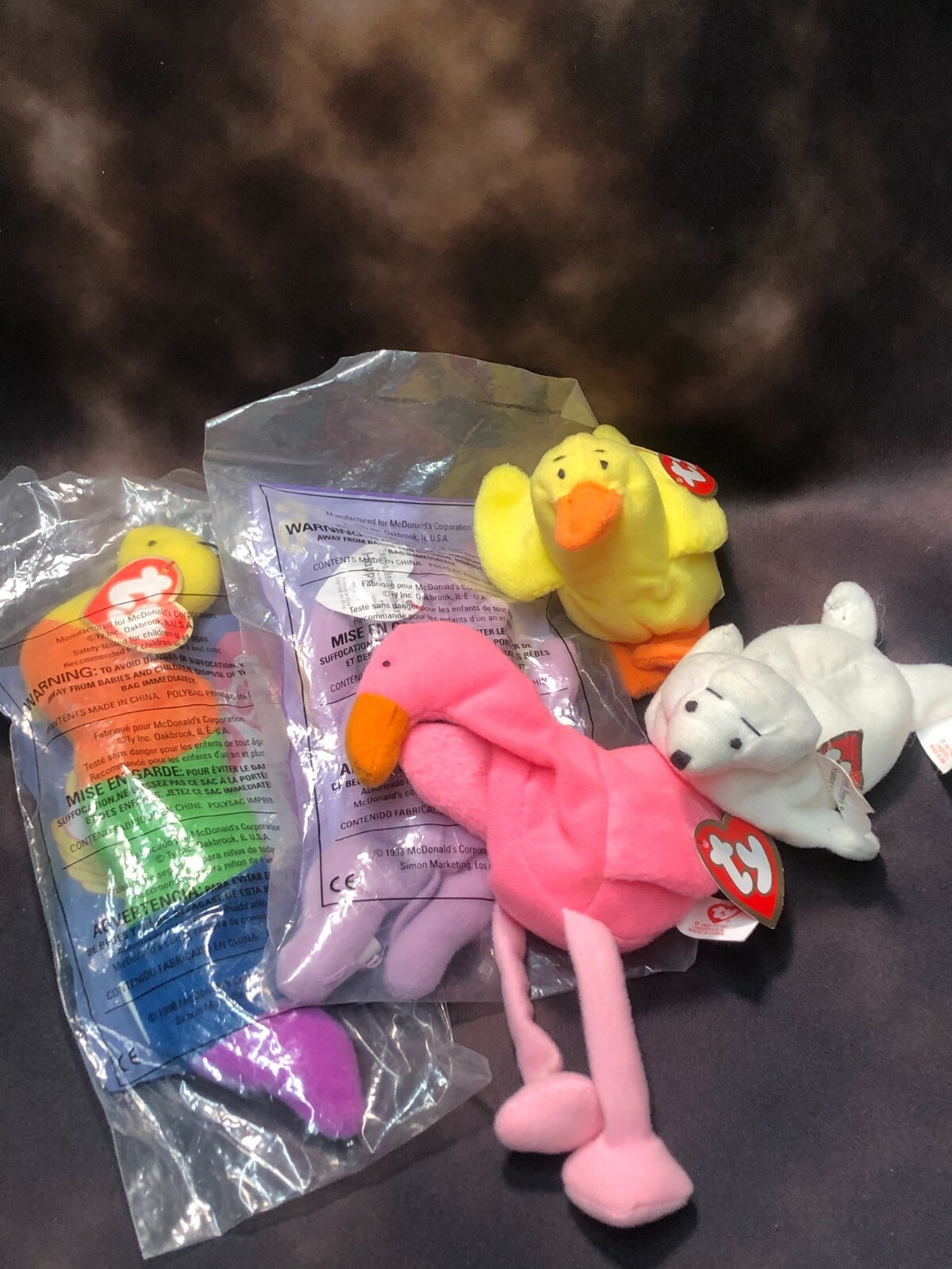 TY McDonald's Teenie Beanie Babies Lot Seamore Quacks Pinky Inch Happy