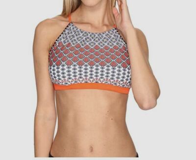 $155 Prana Women's Orange Printed Adjustable Bikini Top Swimwear
