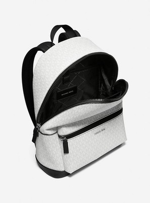 NWT Michael Kors Malone Bright White Logo Print Backpack Adjustable Strap 