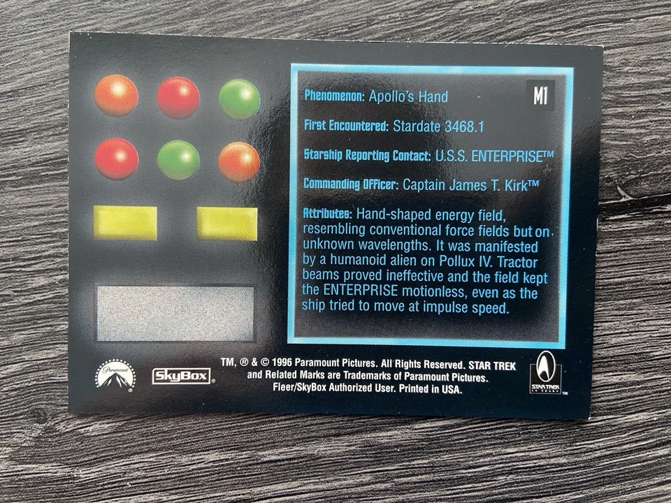 1996 SKY BOX STAR TREK MOTION CARD #M1  APOLLO'S HAND LENTICULAR - Image 2 of 2