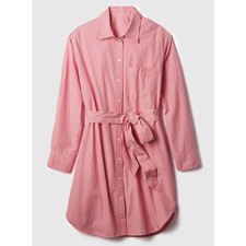 Gap Oxford Mini Shirtdress A Line Silhouette Striped W/ Pink & Red Size Meduim