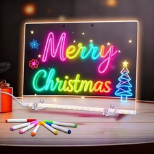 14"x10" LED Drawing Board 7 Colors Acrylic Glow Board Whiteboard Christmas Gift