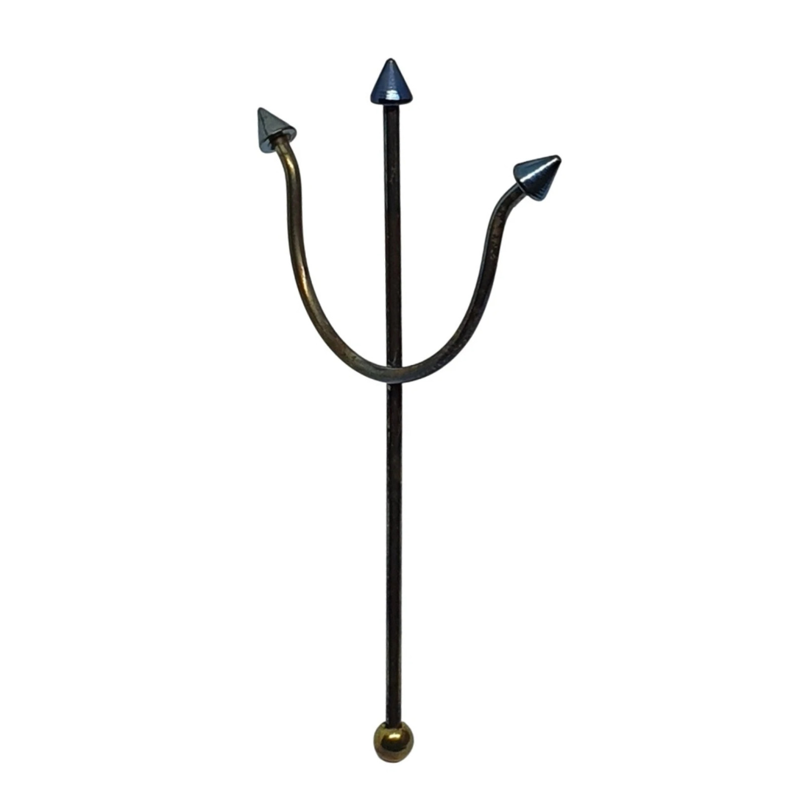 Trident Scaffold Bar Earring Black Poseidon 316L Steel Body Piercing Jewellery