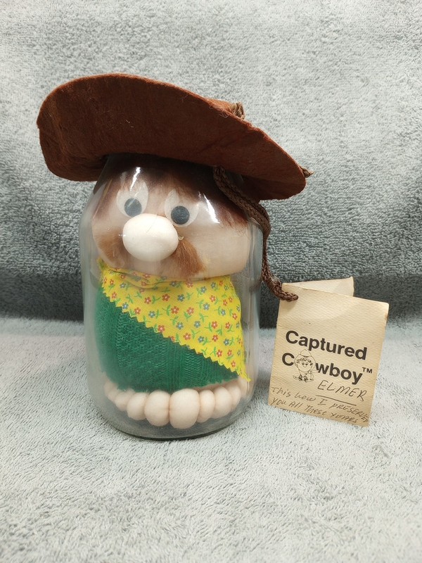 Vintage Captured Cowboy Doll In A Jar 1982 Diane Gifts Western Decor 