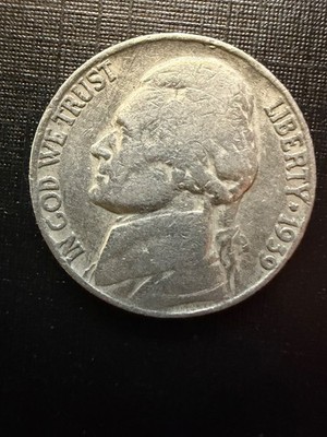 1939 US No Mint Mark Jefferson Nickel 5c Circulated Coin