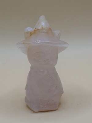 Rose Quartz With A Touch Of Golden Healer Witch Kitty Cat Carving Crystal Reiki