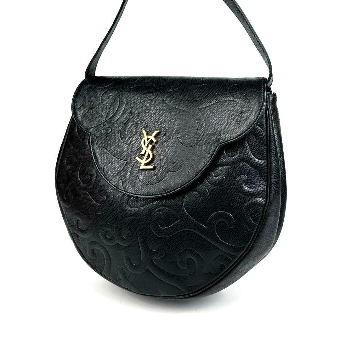 Borsa a tracolla Yves Saint Laurent tracolla pelle nera vintage YSL autentica
