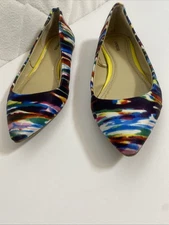 Express Women’s Size 7 Slip On Shoes Bright Painted Flat Pointed Design
