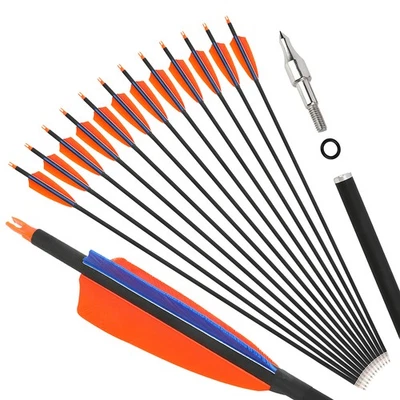 SHARROW 12X Carbonpfeile SP500 4" Naturfedern Jagdpfeile Bogenschieße Jagd Zielschießen