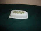 Vintage PYREX Green Spring Blossom/Crazy Daisy Butter Dish with Original Lid