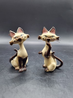 Vtg 1950s Disney SI & AM Ceramic Siamese Cat Figurines Lady Tramp