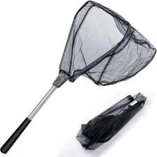Foldable Telescopic Fishing Landing Net Durable Nylon Mesh for Trout Catch and