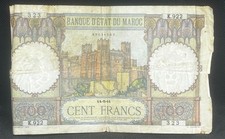 * 100 FRANCS * 14-5-41 1941 * WWII BANKNOTE PAPER MONEY BILL * MOROCCO