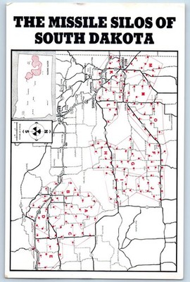 Missile Silos Of South Dakota Map Scattered Over The Fields Farmland Postcard