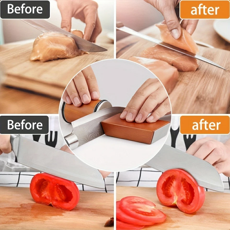 Kit de Afilado de Cuchillos de Rodillo con Diamante, Afilador de Cuchillos Rodantes de Doble Molienda, Sh Foto 4 de 4