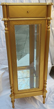 Hollywood Regency Gold Leaf Curio Display Cabinet with Glass Shelves — listing 6