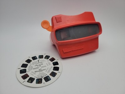 Vtg 1983 3D VIEW-MASTER Red Reel Viewer ~Orange Handle Viewmaster