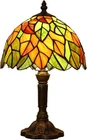 Tiffany Lamp Maple Leafs Stained Glass Bedside Leaves-9X9X15Inch