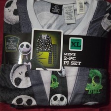 Briefly Stated Jack Skellington Nightmare Before Christmas 2PC Fleece PJ Set XL