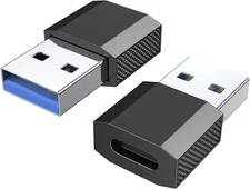 USB C Female to USB Male Adapter (2-Pack), 3.1 USB A to USB C Adapter, One-Sided