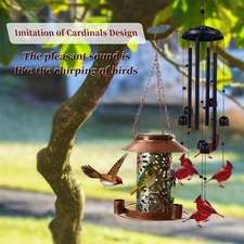 Cardinal Wind Chime Black Metal Hanging Ornament for Garden Patio Decor Lawn