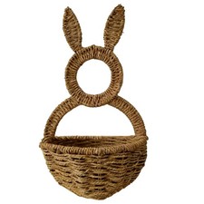 Charming Woven Bunny Wall Pocket for Spring & Easter Decor