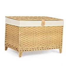 Wicker Storage Basket with Lid,Rattan Shelf 17.7 x 29.9 x 20.46 Inches Natural