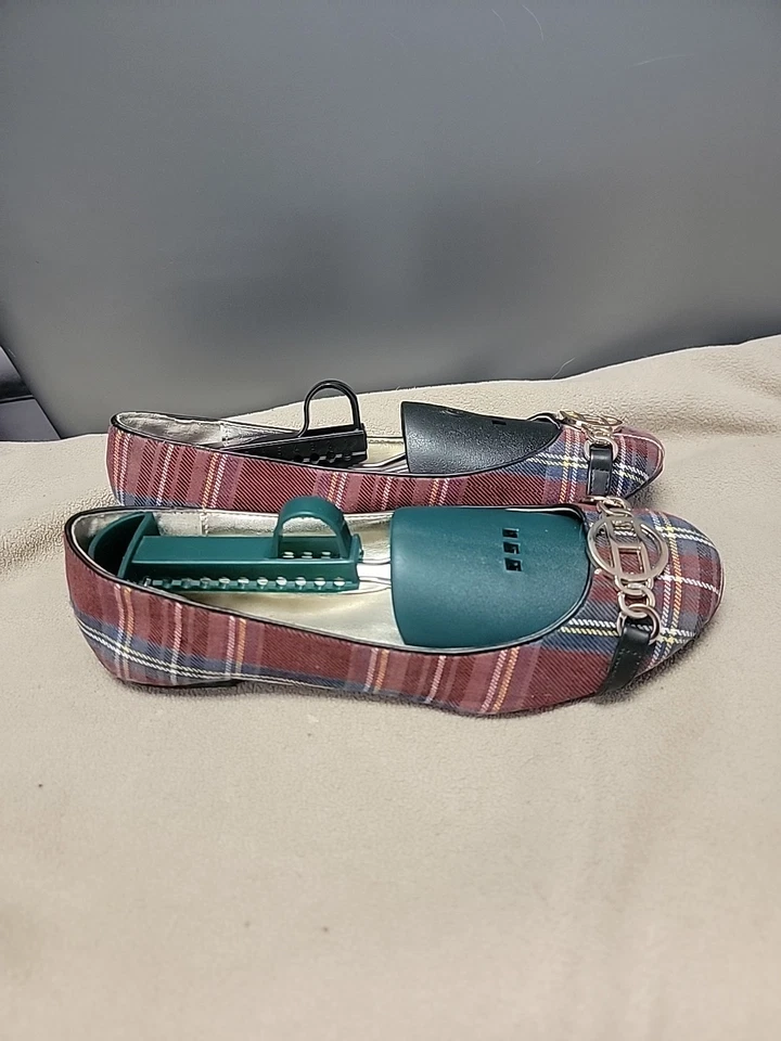 Tommy Hilfiger Plaid With Gold Logo Ballet Slip On Size 9 - Image 3 of 4