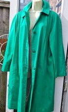 VINTAGE 70s M&S GREEN COTTON MAC COAT size 18 St Michael